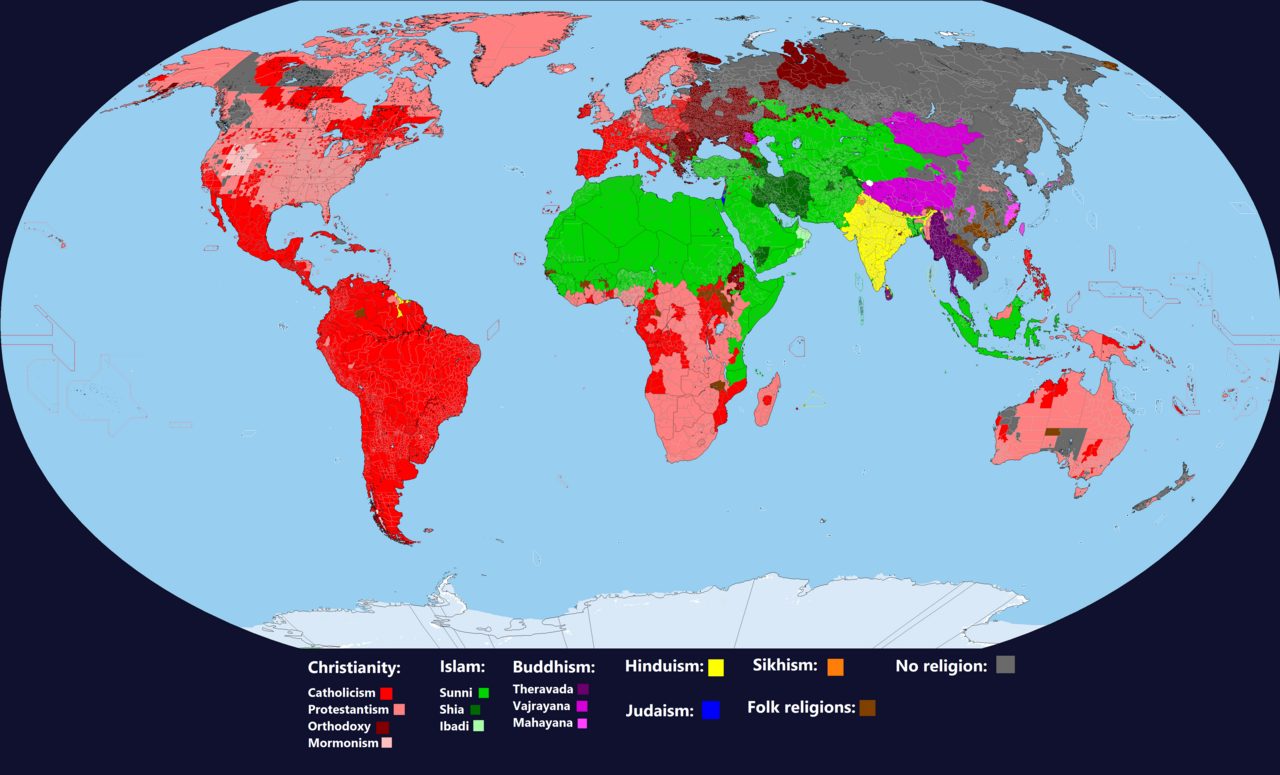 A map of the world's religions