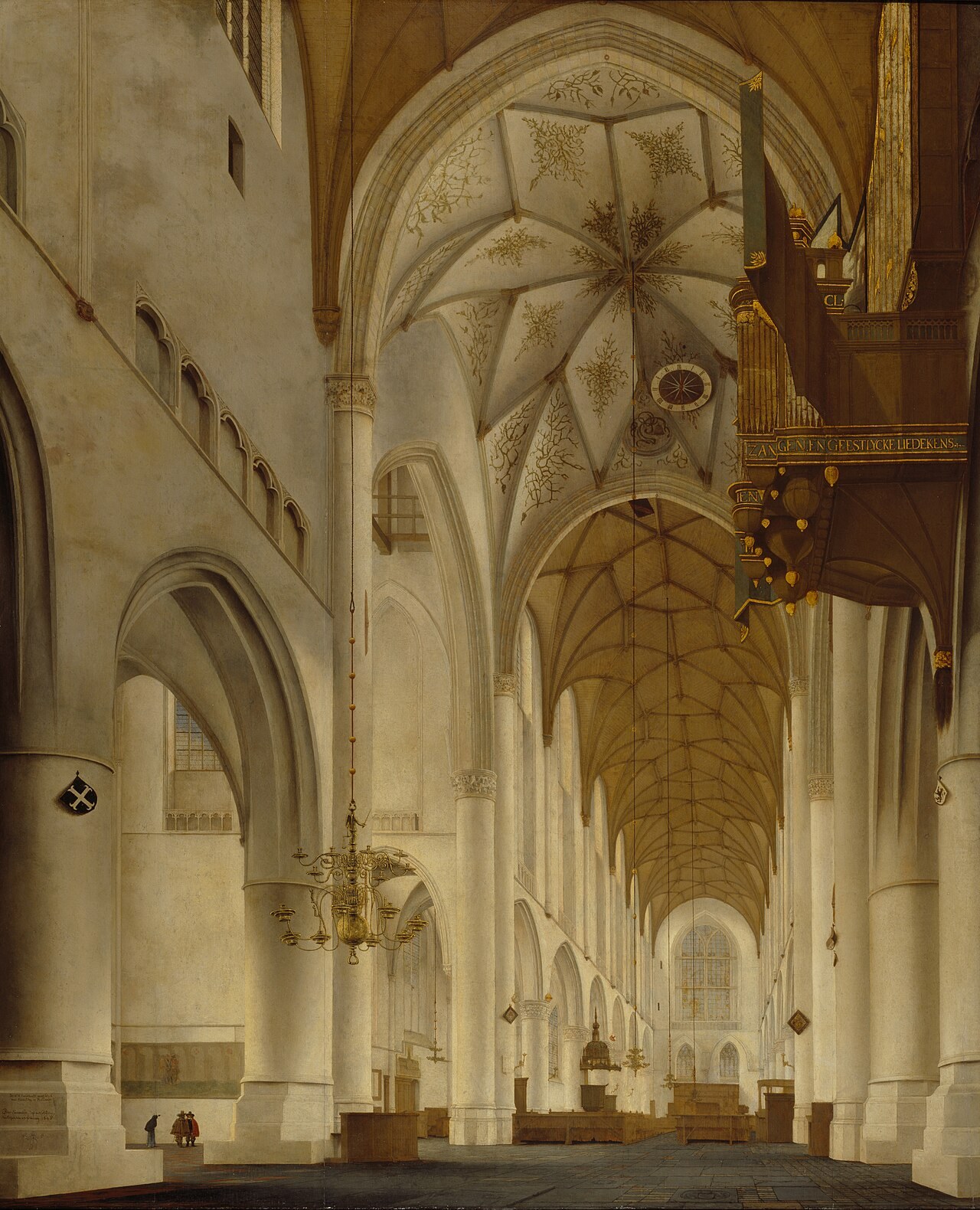 Saenredam's painting of the whitewashed, nearly empty interior of St Bavo's Church in Haarlem, with its organ and a few small visitors.