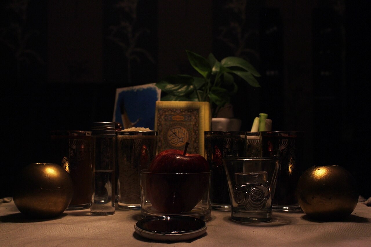 A haft-sin table set for Nowruz.