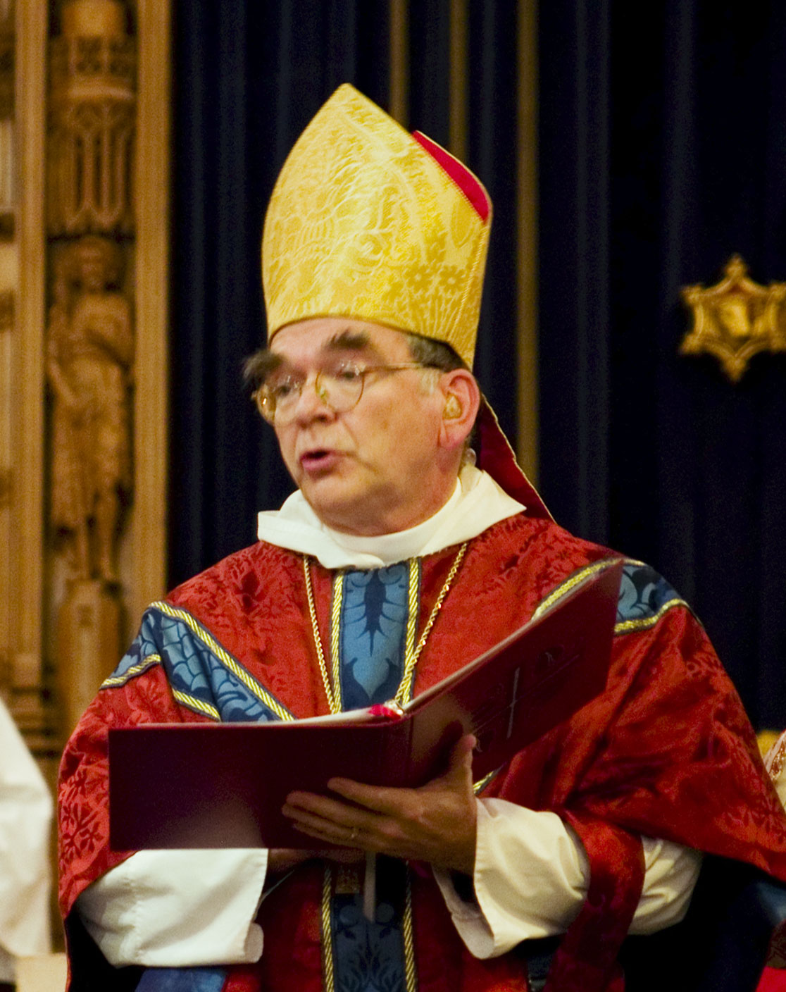 Archbishop Robert Duncan, first archbishop of the Anglican Church in North America, wearing a mitre and cope.