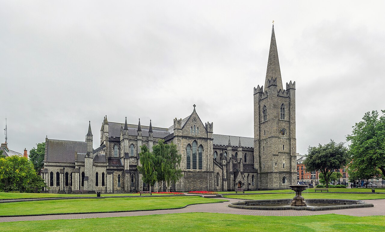 St Patrick's Cathedral in Dublin across its green.