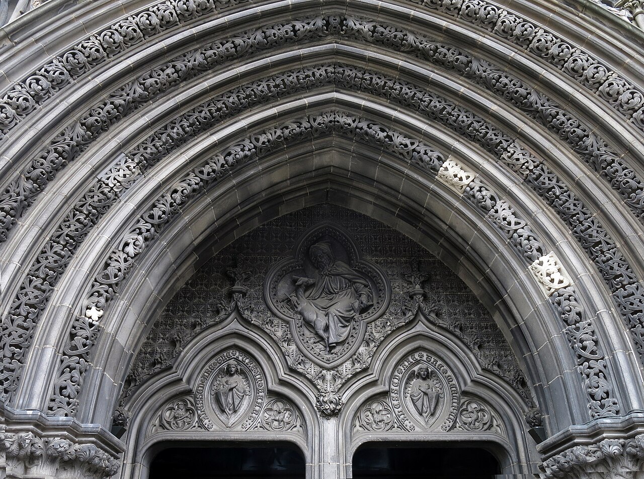 The richly carved west doorway of St Giles' Cathedral in Edinburgh.
