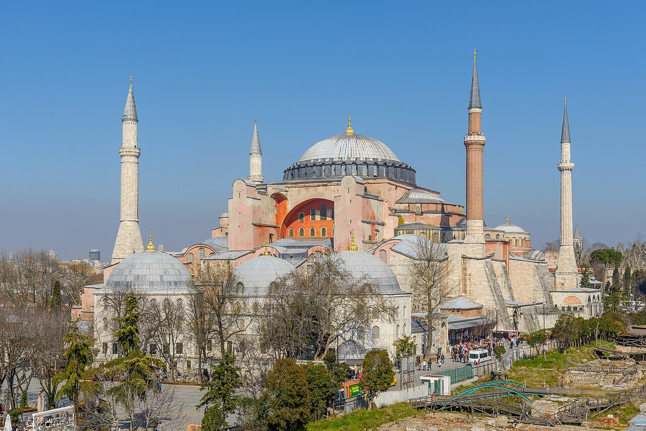 Hagia Sophia in Istanbul, its dome ringed by minarets.