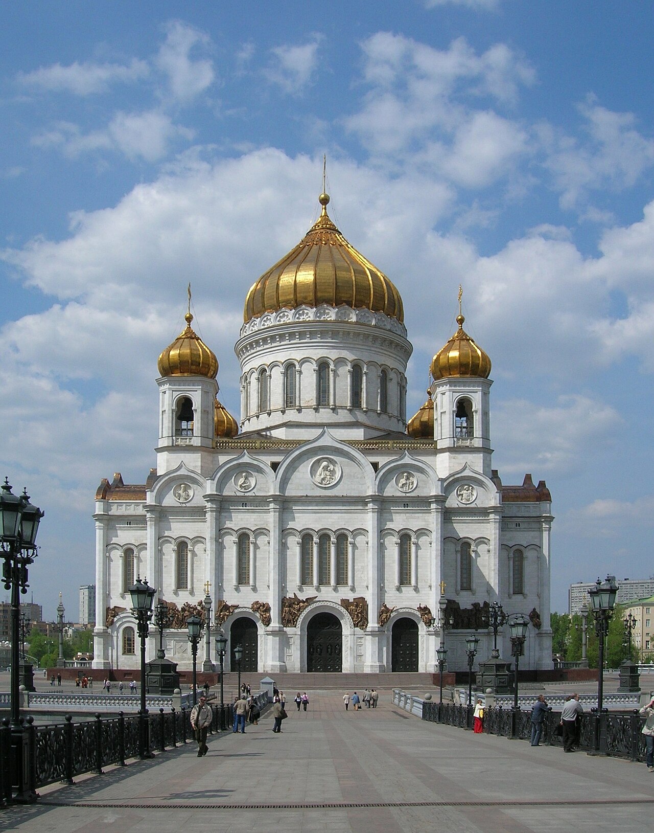 The Cathedral of Christ the Saviour in Moscow, with its golden domes.