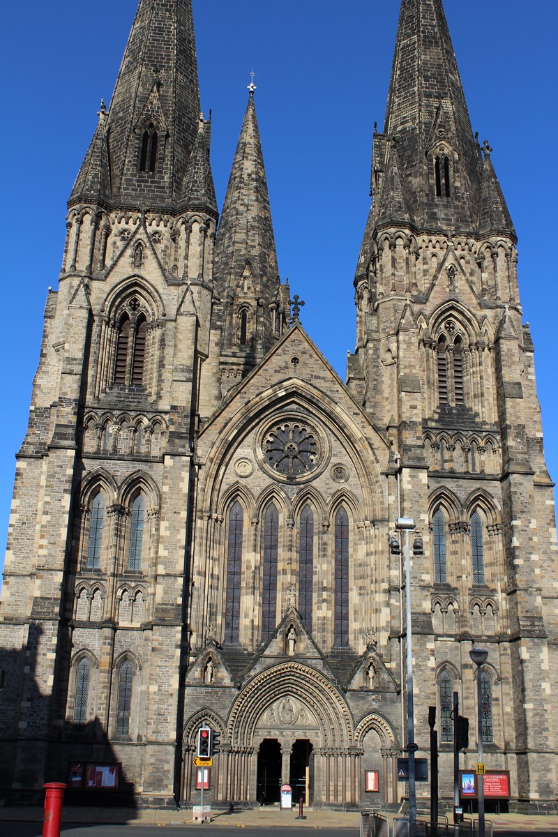 St Mary's Episcopal Cathedral in Edinburgh, with its twin spires.
