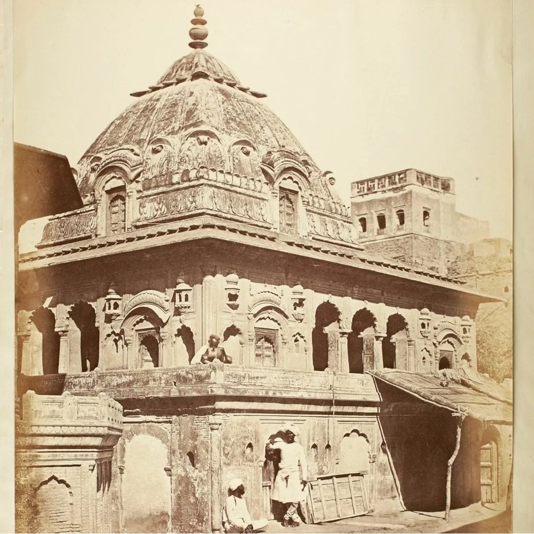 Felice Beato's 1859 photograph of the original Udasi shrine of the Sangalwala Akhara in Amritsar, a domed temple with carved arches.