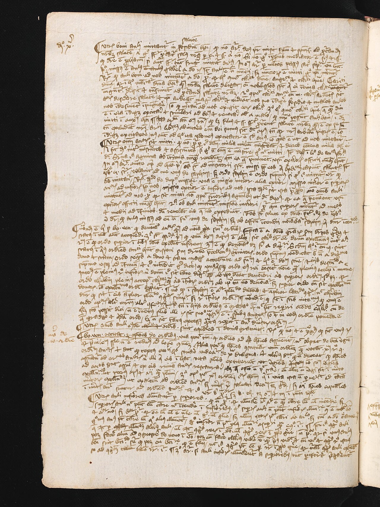 A page of a medieval commentary on Peter Lombard's Sentences, its dense Latin scholastic text filling two columns.
