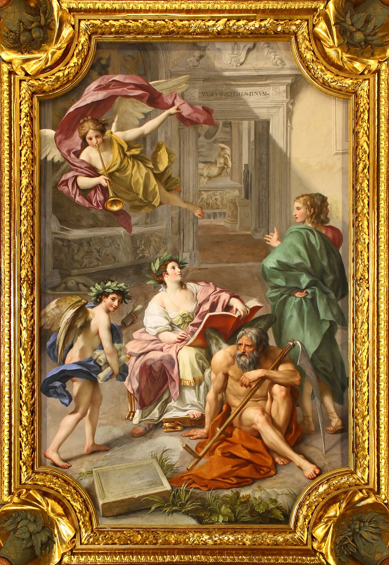 Anton Raphael Mengs' ceiling fresco 'The Triumph of History over Time' in the Vatican Apostolic Library in Rome.