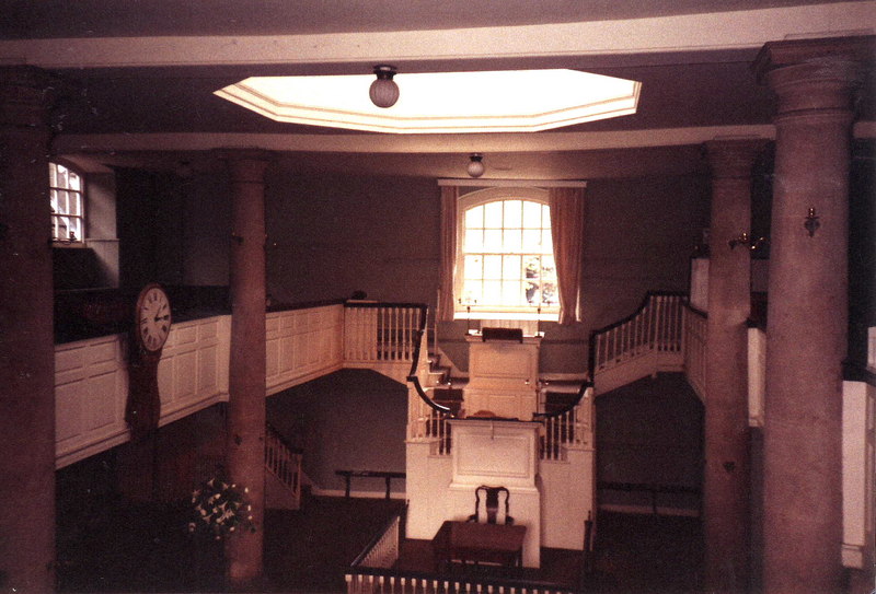The interior of the New Room in Bristol, John Wesley's first Methodist chapel, built in 1739.