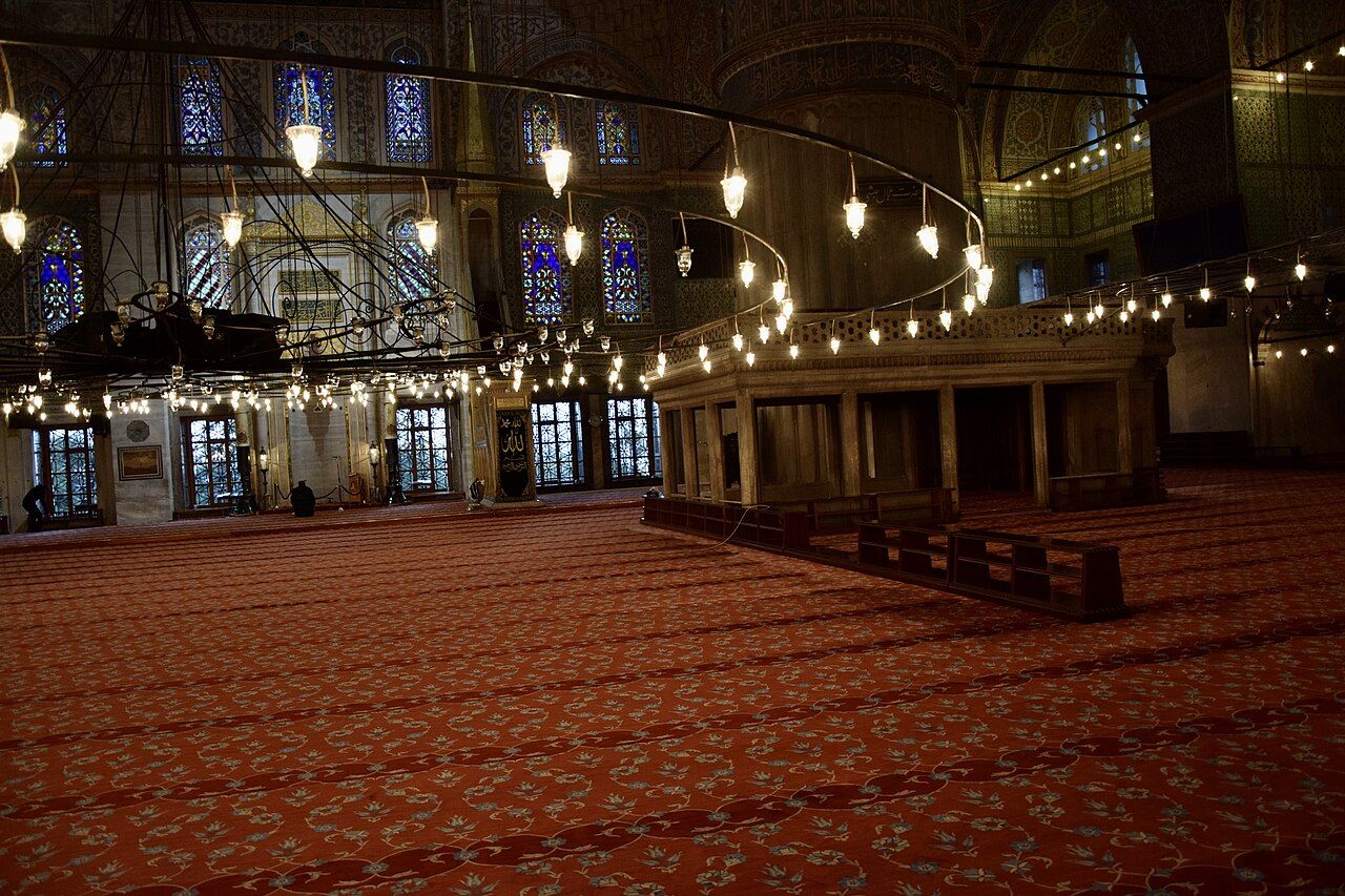 The prayer hall of the Sultan Ahmed Mosque, Istanbul