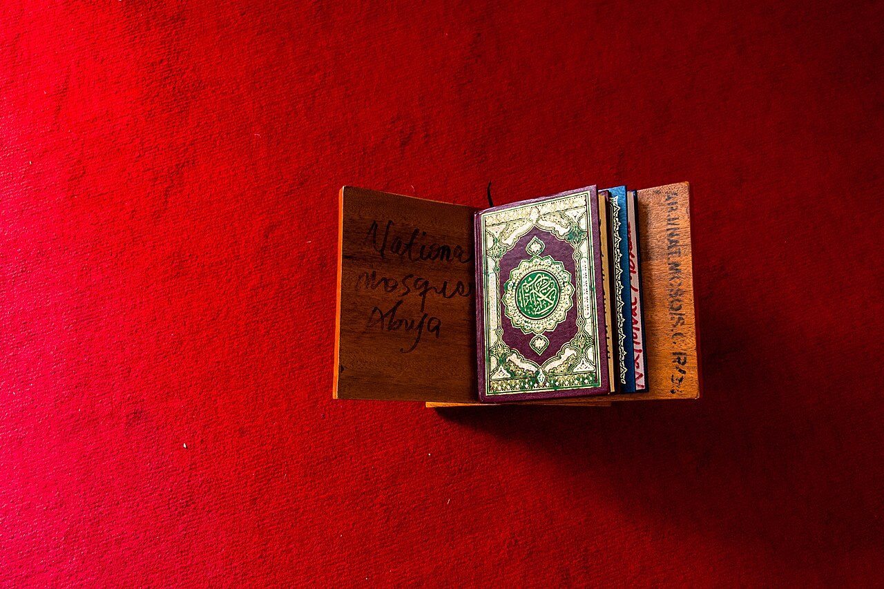 A Qur'an resting in its wooden rehal