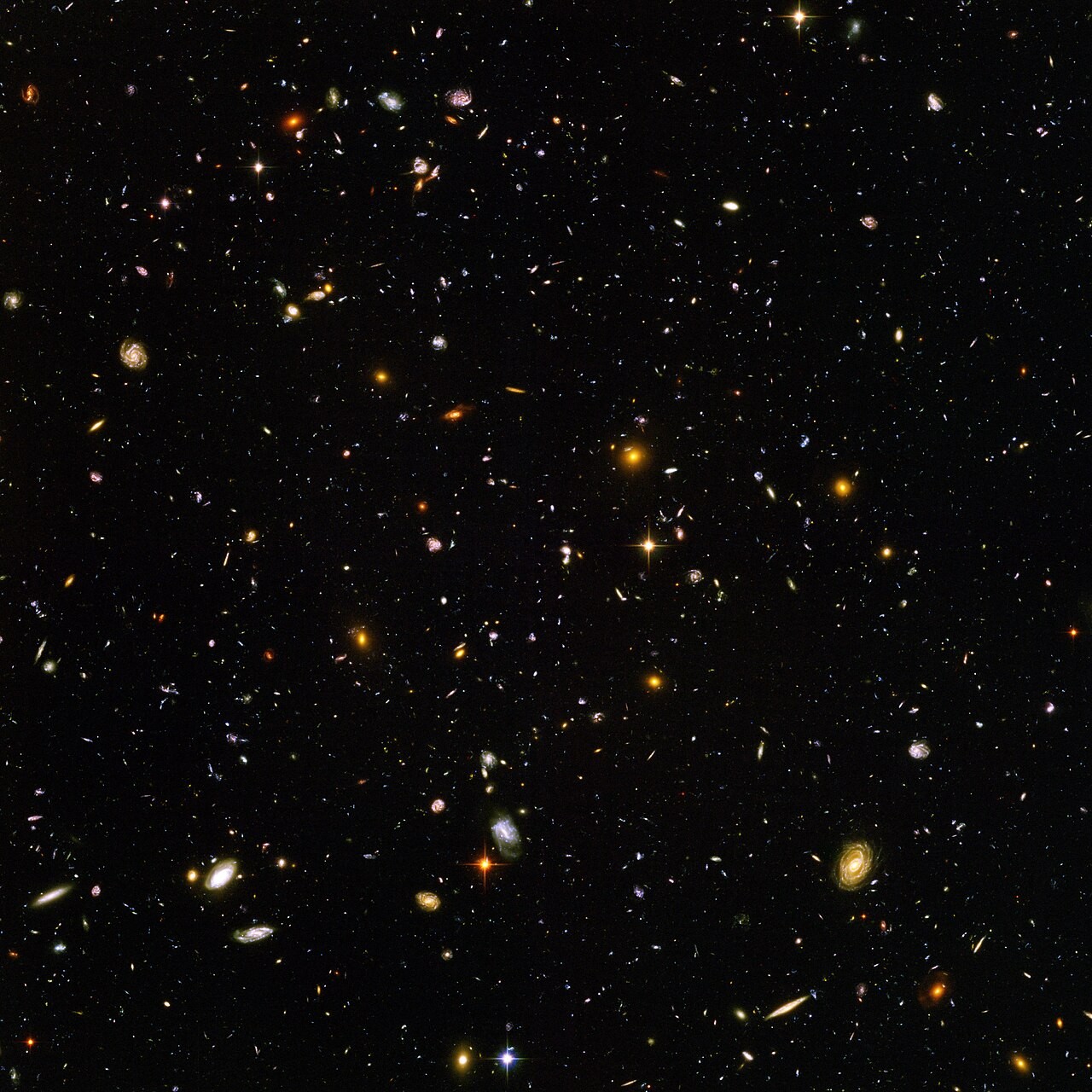The Hubble Ultra Deep Field: thousands of galaxies scattered across a pinpoint of dark sky.