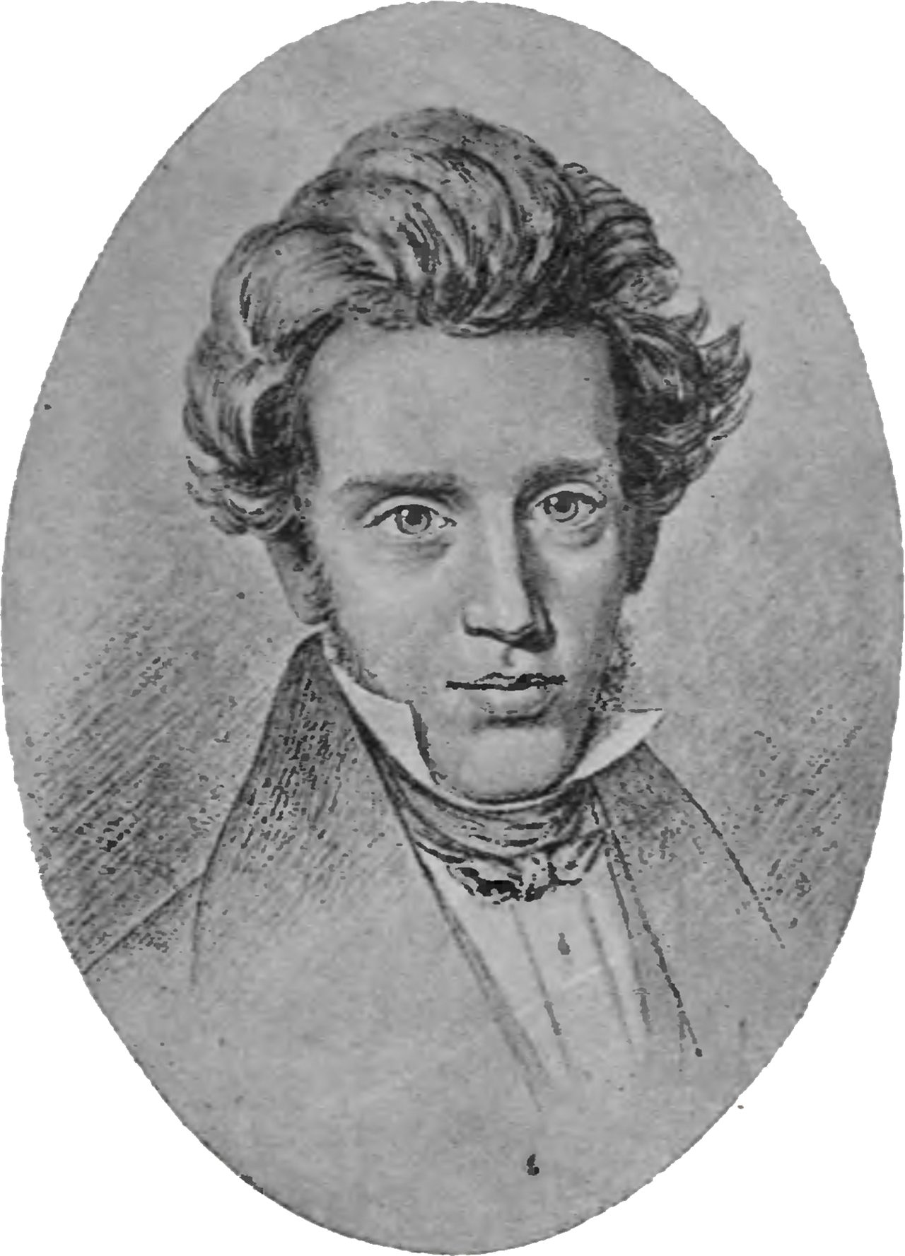 A portrait sketch of Søren Kierkegaard