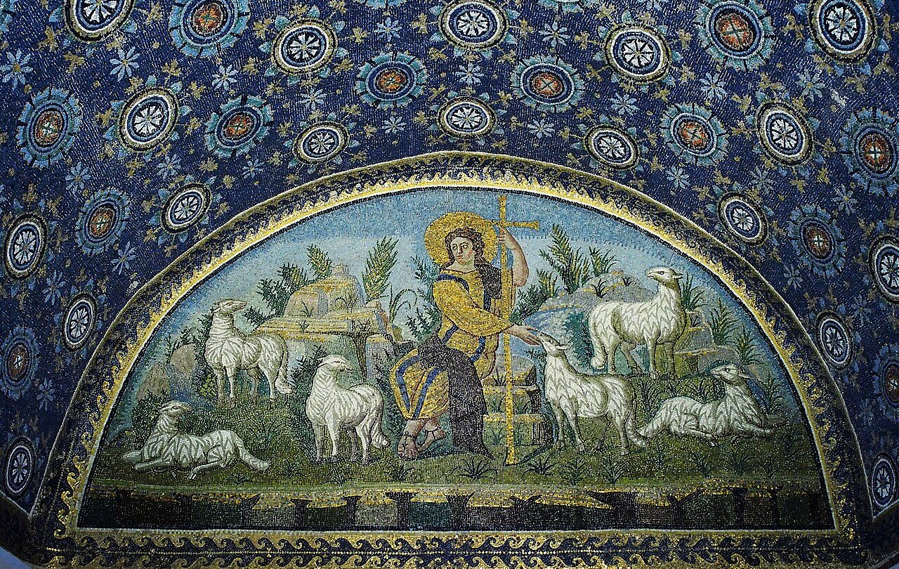 The Good Shepherd mosaic in the Mausoleum of Galla Placidia, Ravenna